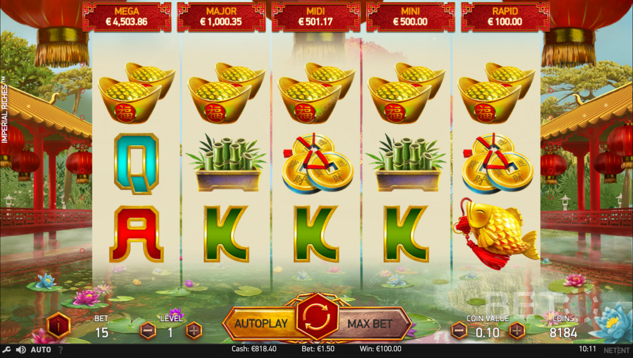 Imperial Riches রিলে একটি পাঁচটি প্রতীক কম্বো অবতরণ
