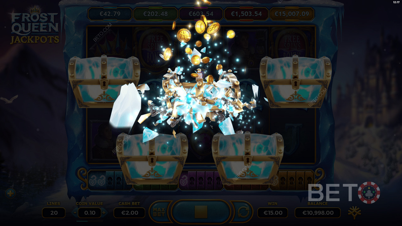 Frost Queen Jackpots পুরষ্কার পেতে ট্রেজার চেস্ট ভেঙে ফেলা