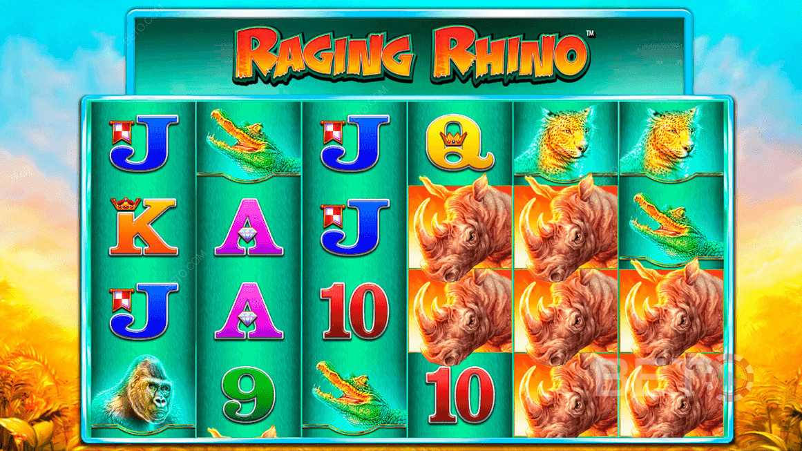 উইলিয়ামস Interac টাইভ ( WMS ) থেকে Raging Rhino - আপনাকে 46,656টি পর্যন্ত জেতার উপায় দেয়!