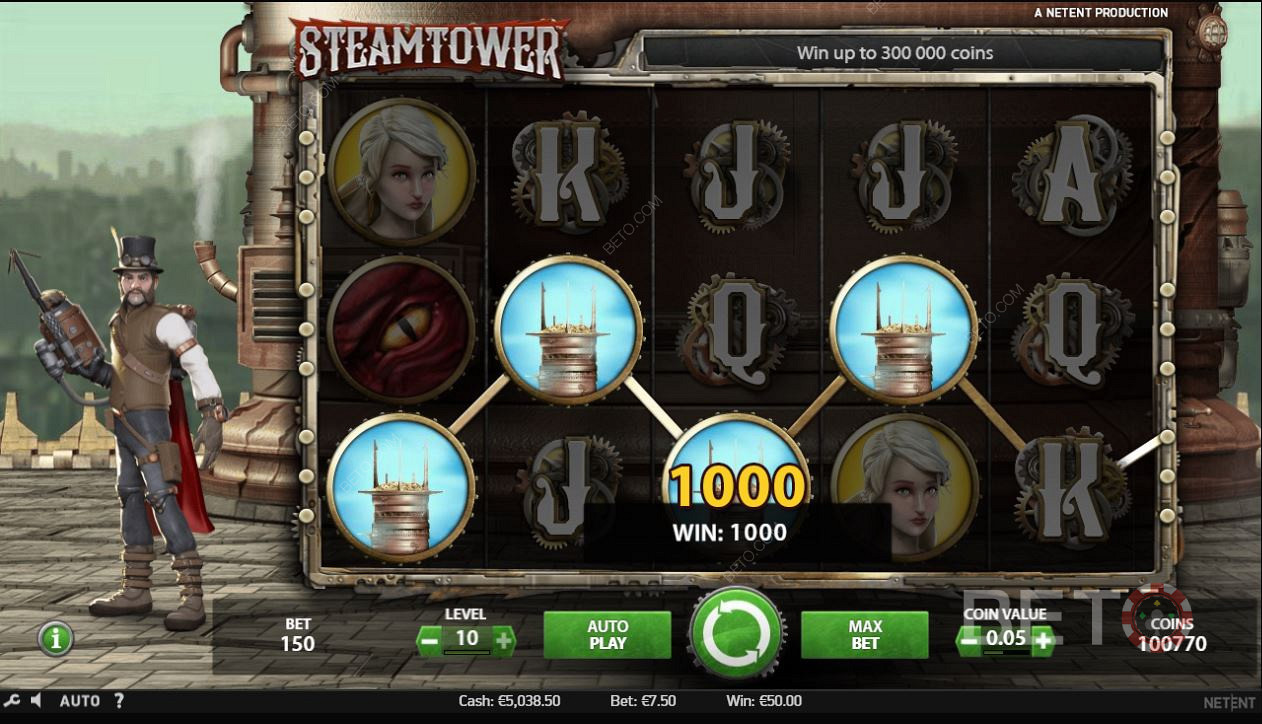 Steam Tower স্লট গেমে মিলিত প্রতীক