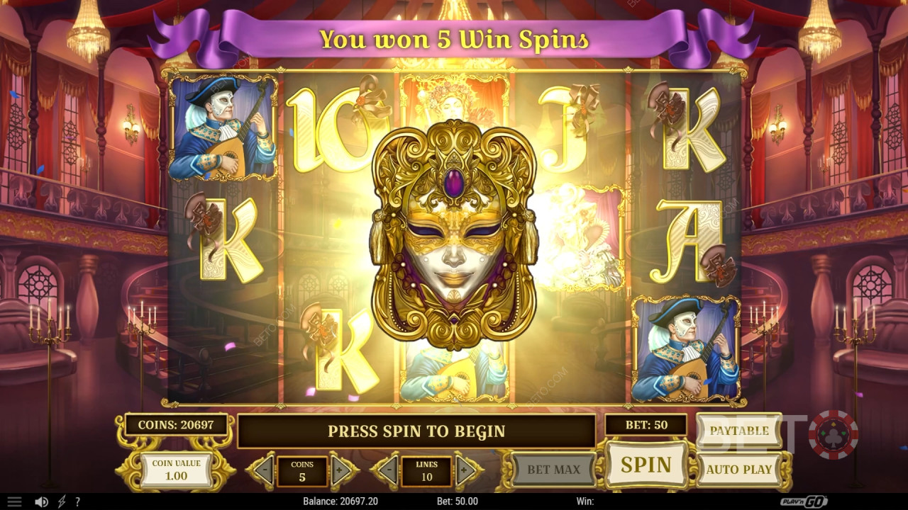Royal Masquerade ভিডিও স্লটে আপনার বাজির ১০,০০০ গুণ জিতুন!