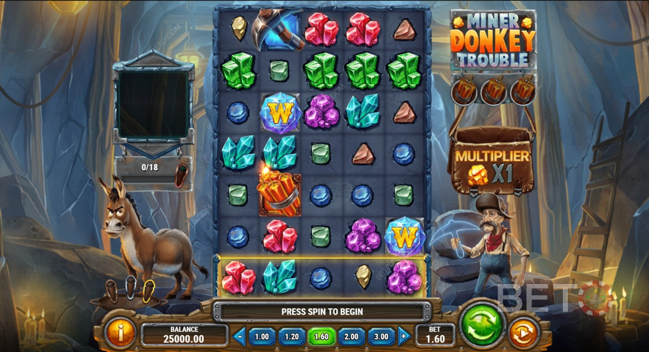 Miner Donkey Trouble উচ্চ অর্থপ্রদান এবং কম অর্থপ্রদানের প্রতীক