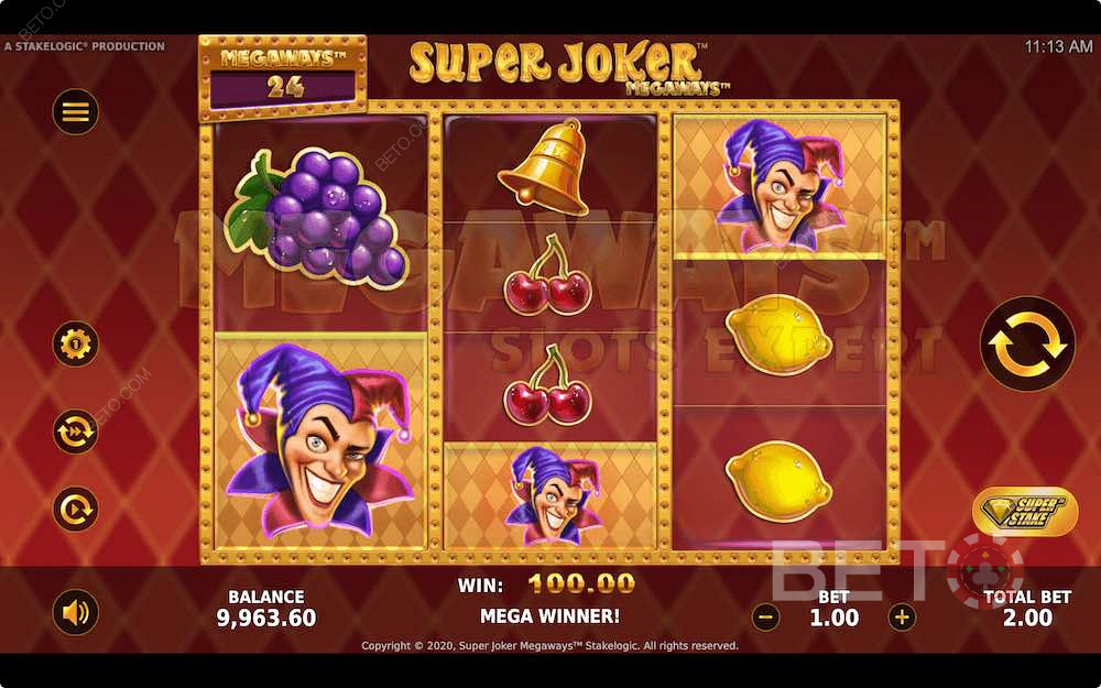 Super Joker Megaways অনন্য স্লট কাঠামো