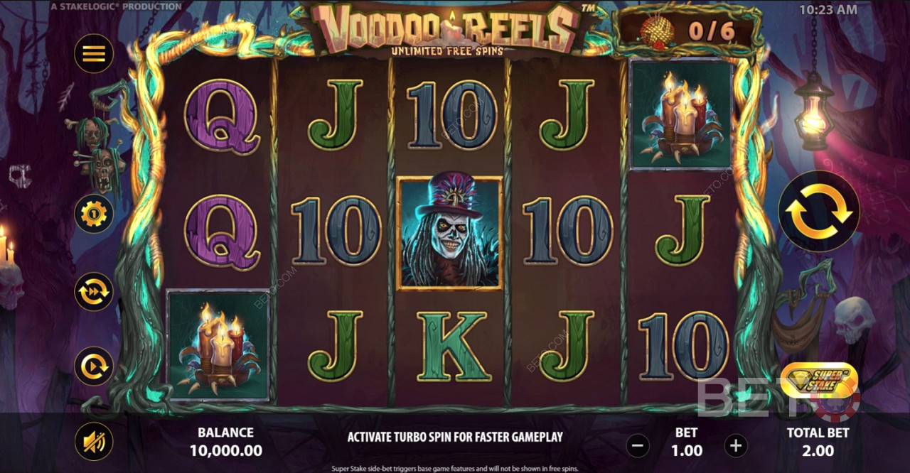 ভয়ঙ্কর সেটিং এবং সঙ্গীত সবই Voodoo Reels এর থিম সেট করে