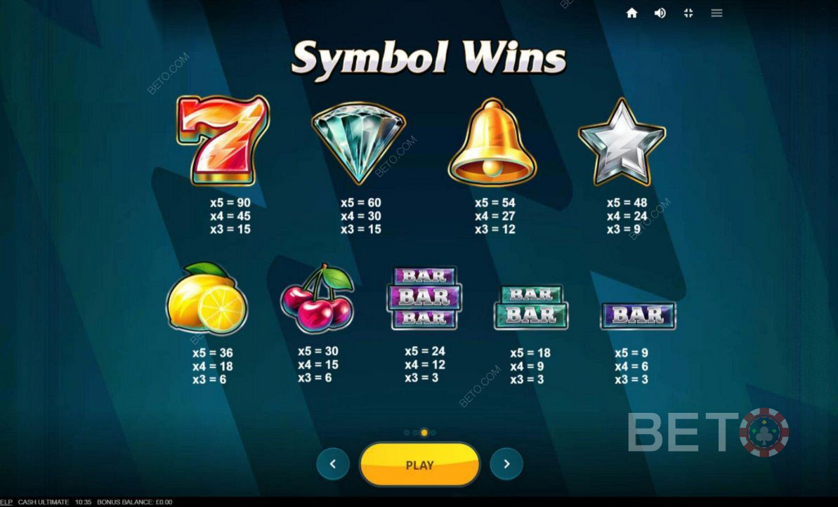 Cash Ultimate বিভিন্ন প্রতীক সমন্বয়