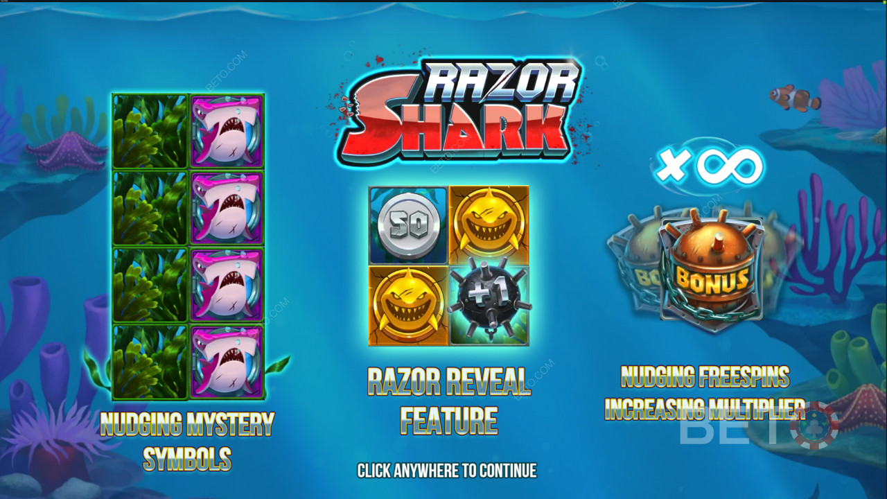 Razor Shark অনলাইন স্লটের স্ক্রিন খোলা