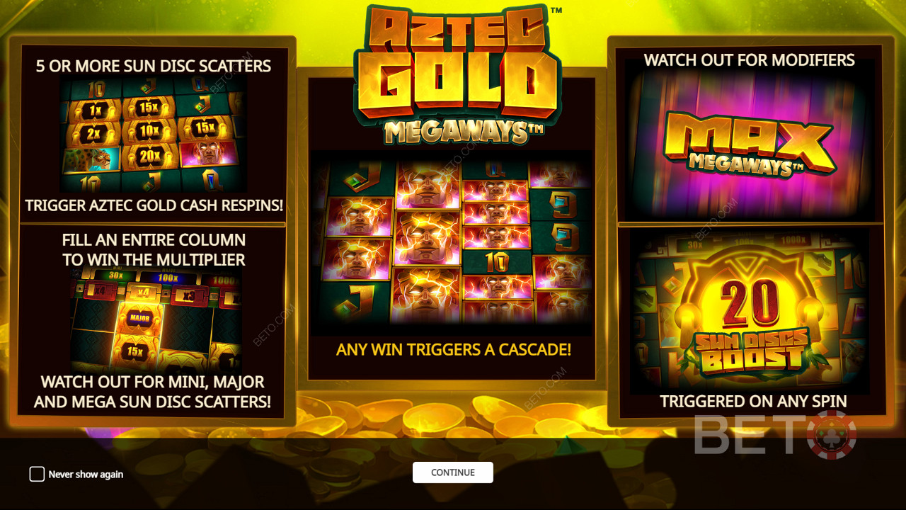 Aztec Gold Megaways স্লট মেশিনে বেশ কয়েকটি শক্তিশালী বোনাস বৈশিষ্ট্য উপভোগ করুন