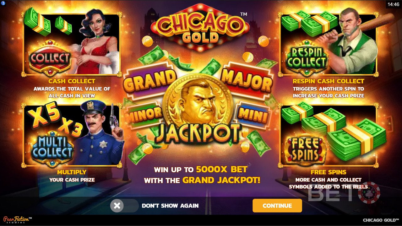 Chicago Gold স্লট মেশিনে সংগ্রহ বৈশিষ্ট্য, জ্যাকপট এবং ফ্রি স্পিন উপভোগ করুন
