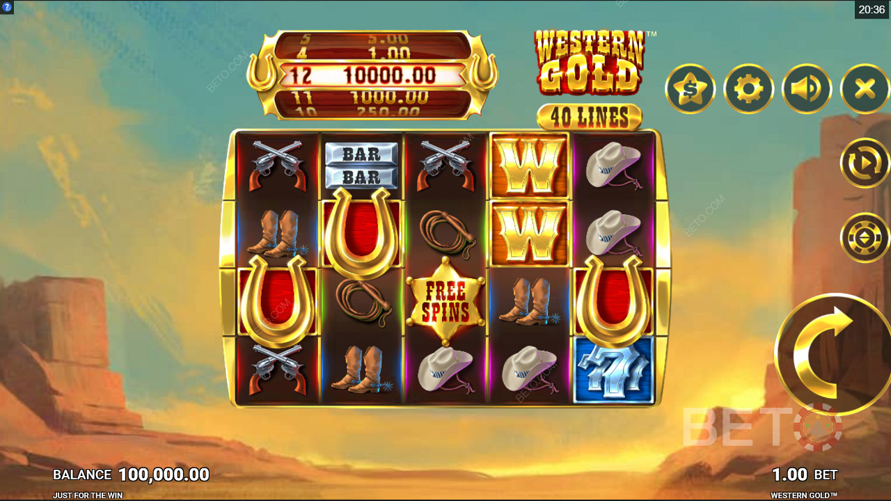 Western Gold স্লটে রিল স্পিনিং