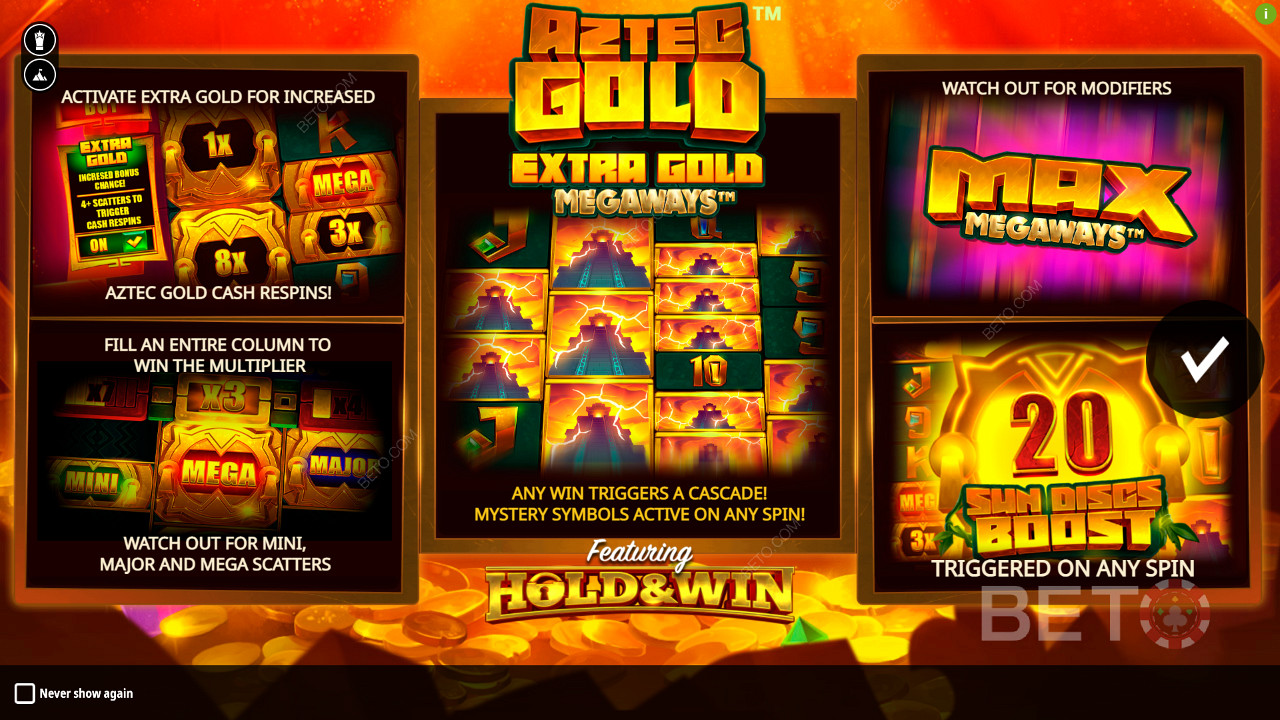 Aztec Gold Extra Gold Megaways স্লটে একাধিক বোনাস বৈশিষ্ট্য উপভোগ করুন