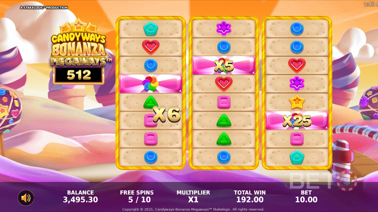 Candyways Bonanza Megaways অনলাইন স্লটে বেশ কিছু পুরস্কারমূলক বৈশিষ্ট্য উপভোগ করুন