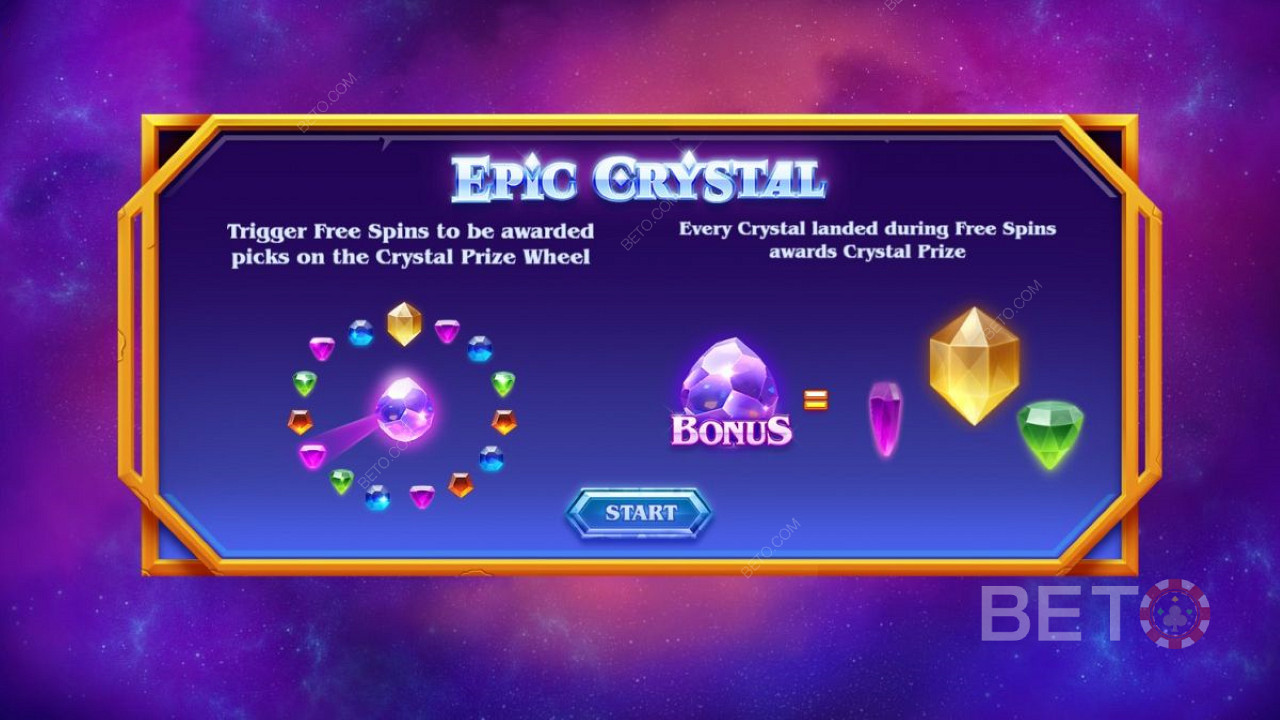 Epic Crystal ইন্ট্রো স্ক্রিন - বোনাস এবং ফ্রি স্পিন