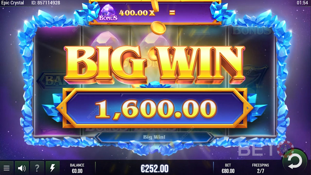 Epic Crystal -এ একটি বিগ উইন পেআউট ল্যান্ডিং