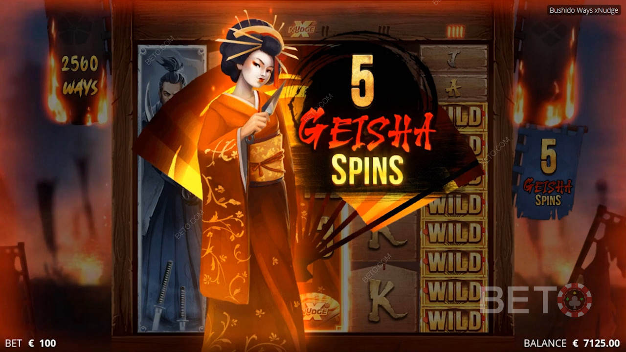 12,288টি পর্যন্ত জয়ের উপায় রয়েছে এবং Geisha ওয়াইল্ড আপনাকে আপনার গুণক বাড়াতে সাহায্য করে