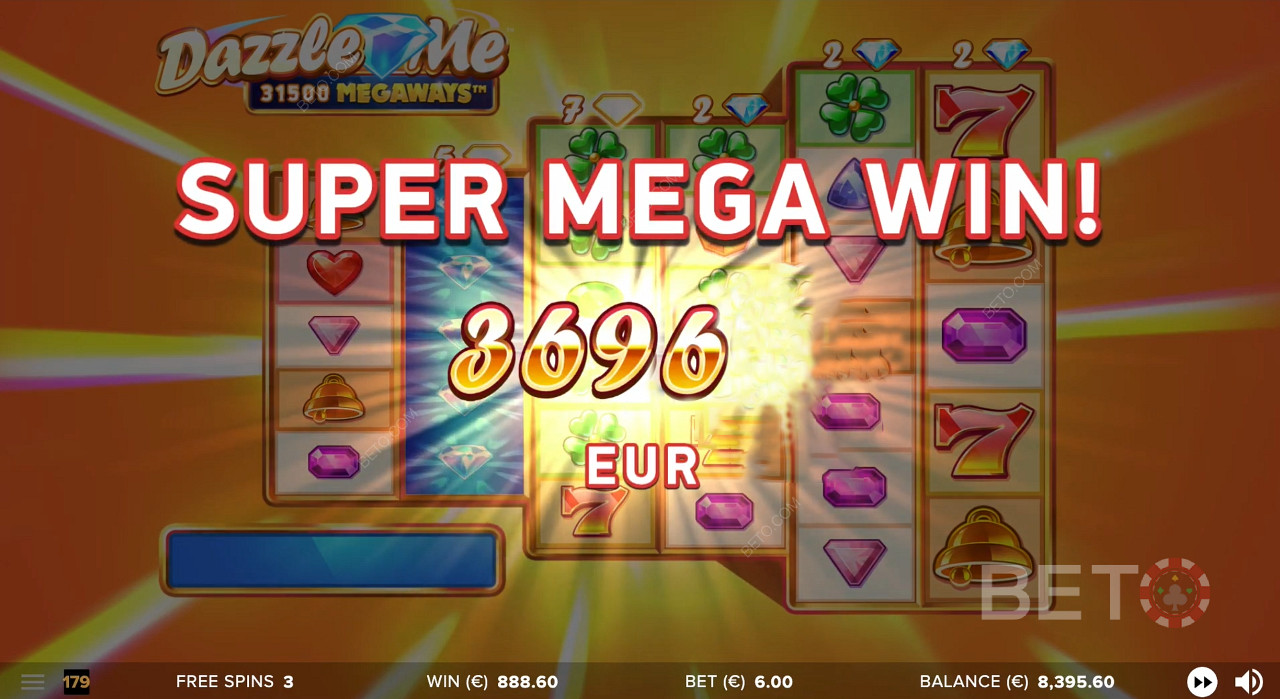 Dazzle Me Megaways এ একটি সুপার মেগা জয়