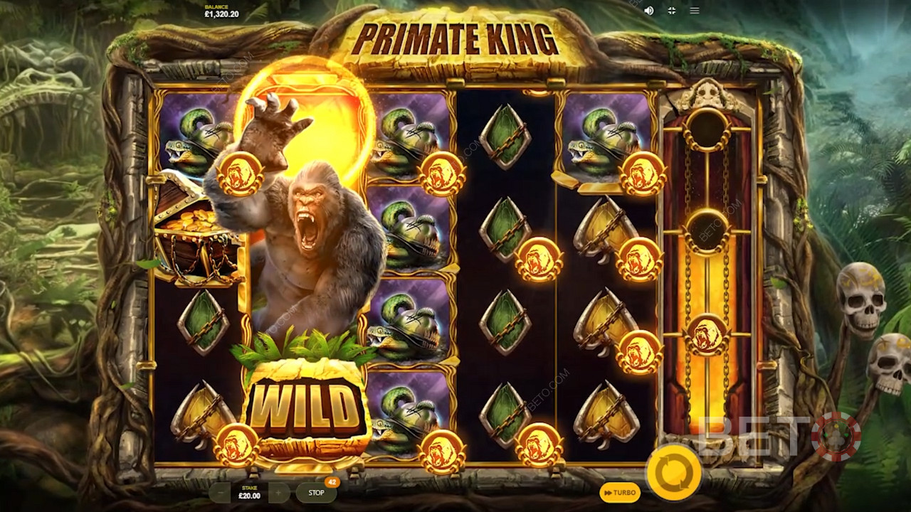 Red Tiger Gaming -এর Primate King অনেকগুলি দুর্দান্ত বোনাস বৈশিষ্ট্য সহ স্তুপীকৃত