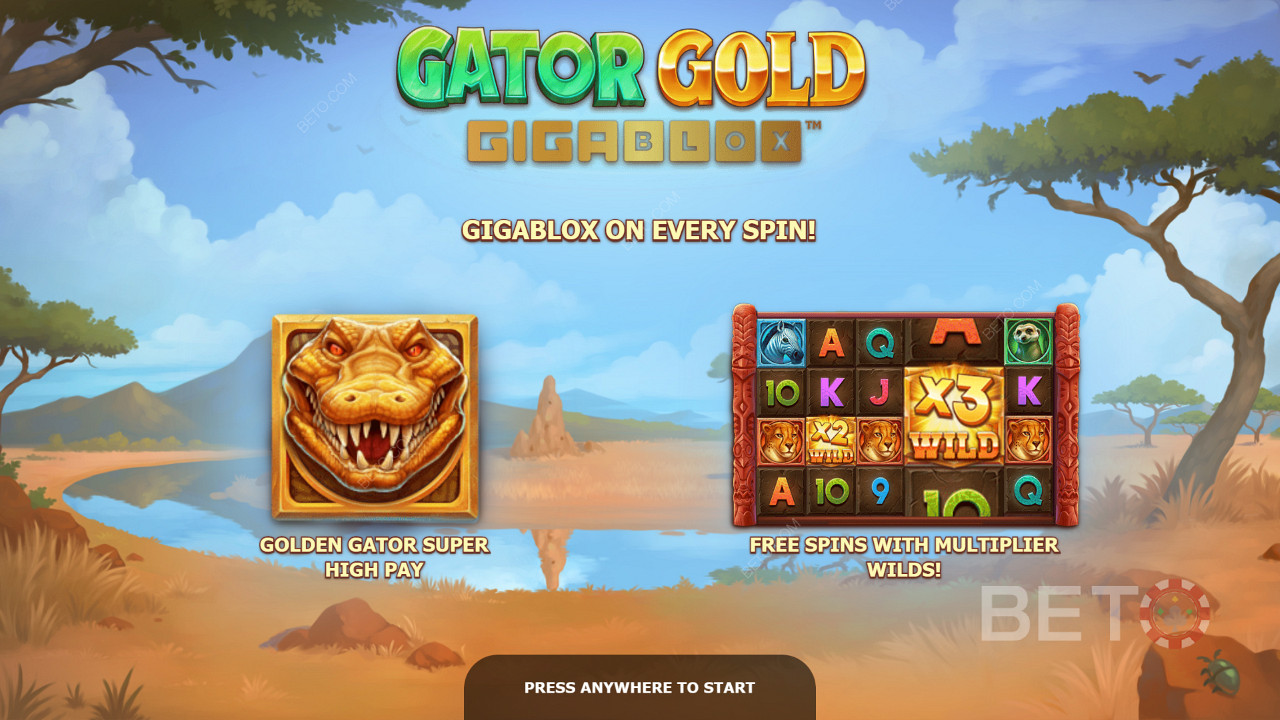 Gator Gold Gigablox এর ইন্ট্রো স্ক্রিন