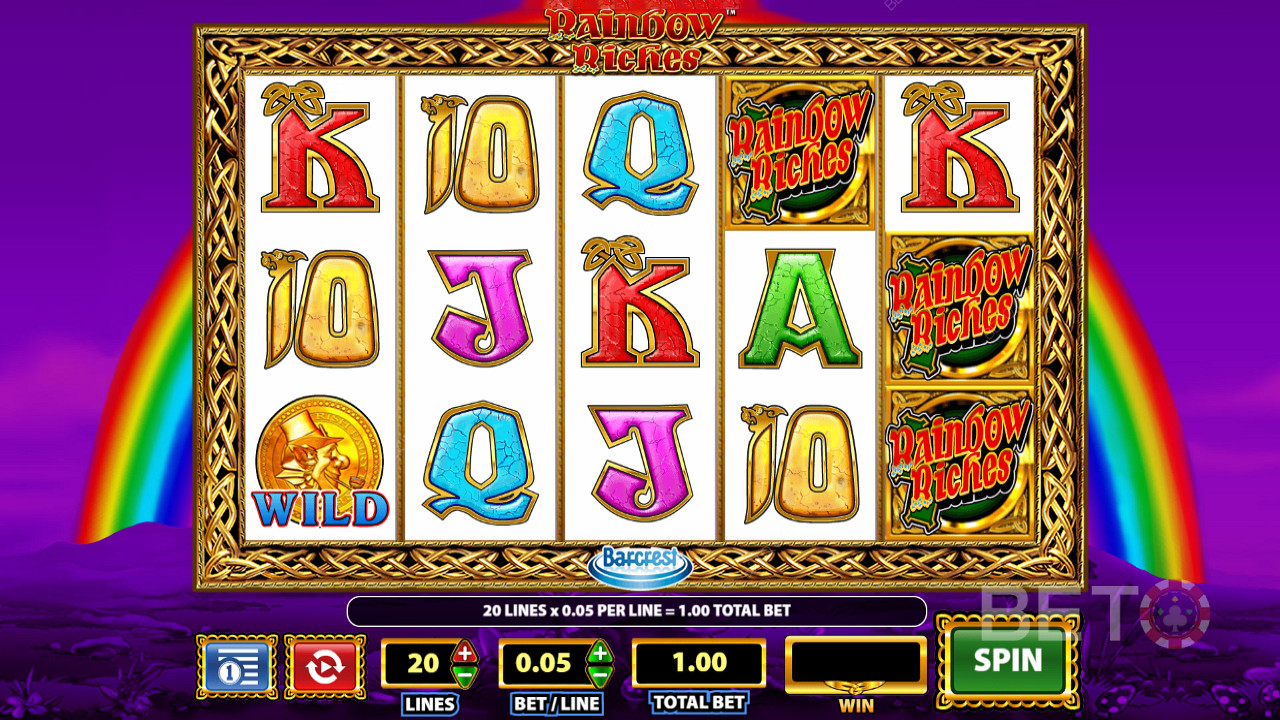Rainbow Riches প্রতীক এই স্লটে দ্বিতীয়-সবচেয়ে পুরস্কৃত প্রতীক