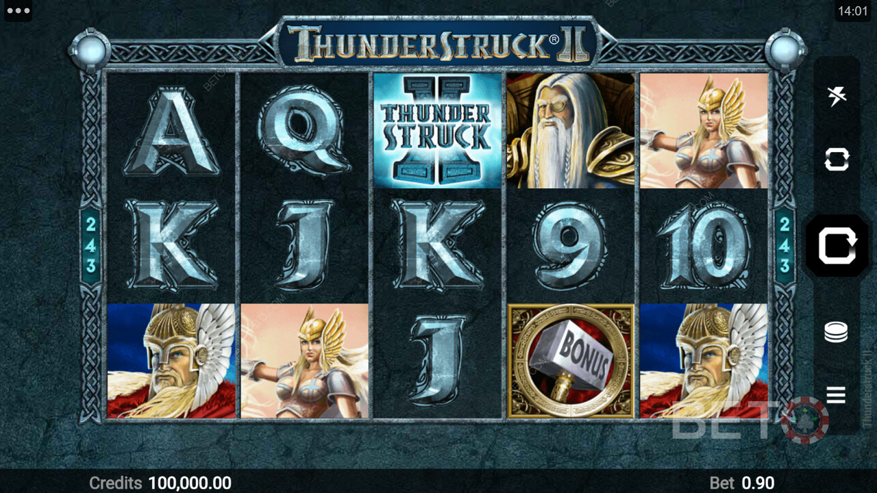 Thunderstruck II এ বিভিন্ন থিম-ভিত্তিক প্রতীক