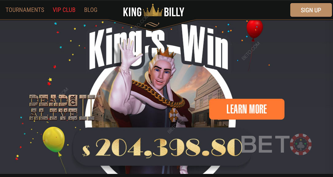 King Billy ক্যাসিনোতে জনপ্রিয় স্লট খেলে বিশাল জয় পান