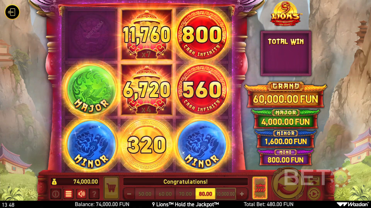 9 Lions Hold the Jackpot ফ্রি খেলুন