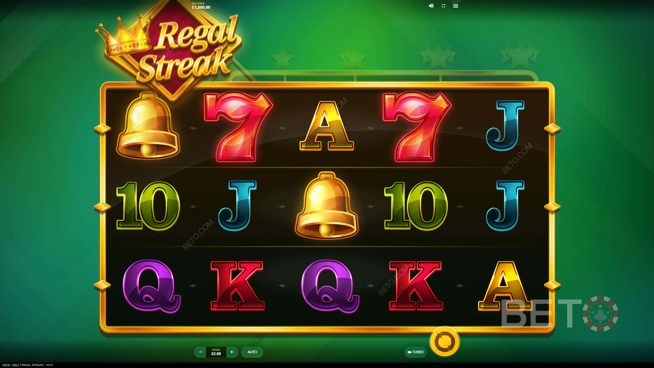 Regal Streak বেসিক গেম ডিজাইন অনুসরণ করা হয়