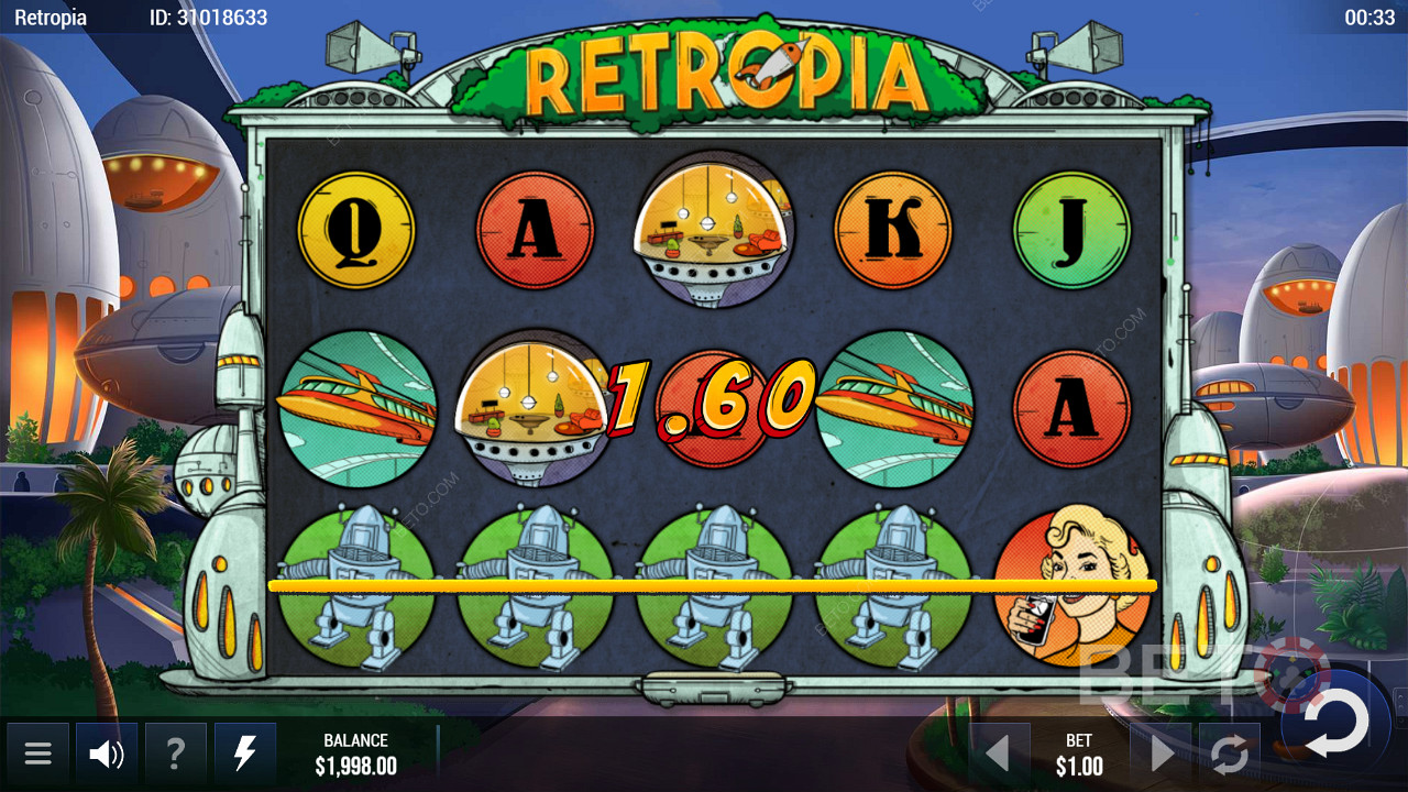 Retropia স্লট মেশিনে 25টি পেলাইনের সুবিধা নিন এবং সহজে জিতে নিন
