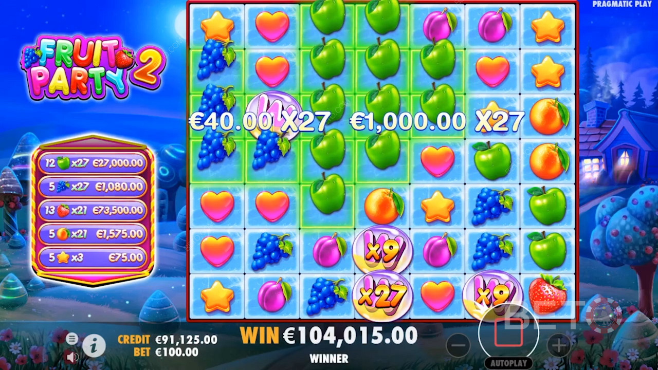 Fruit Party 2 স্লটে মিষ্টি এবং উত্তেজনাপূর্ণ পুরস্কারের ফল উৎসবের অংশ হন