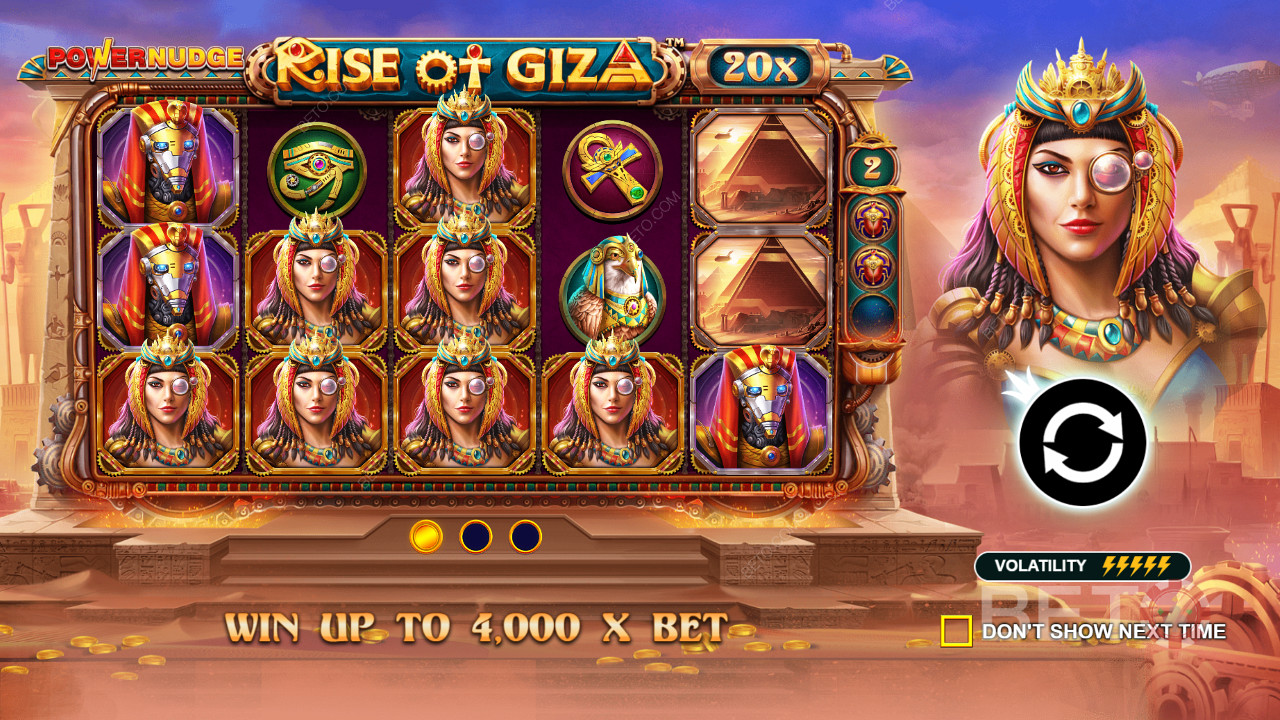 Rise of Giza PowerNudge অনলাইন স্লটে আপনার বাজির 4,000 গুণ পর্যন্ত জিতুন