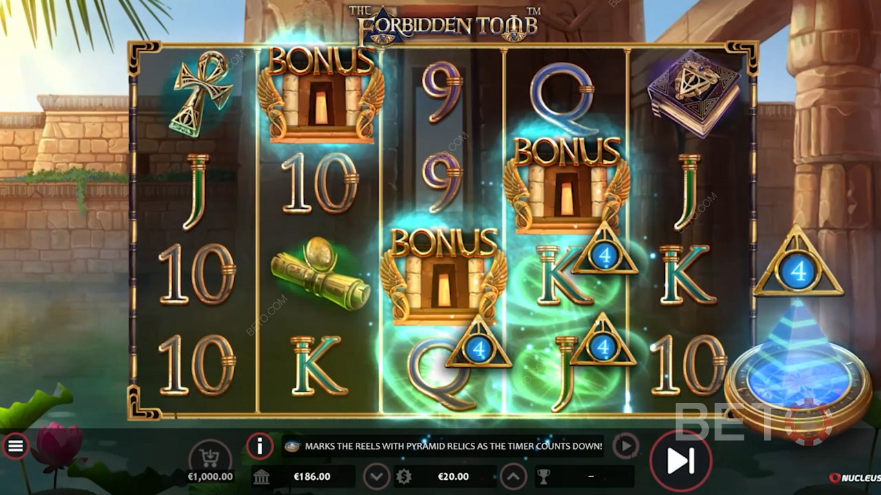 Nucleus Gaming এর The Forbidden Tomb ভিডিও গেমে 5 থেকে 10 ওয়াইল্ড সহ ফ্রি স্পিন ট্রিগার করুন