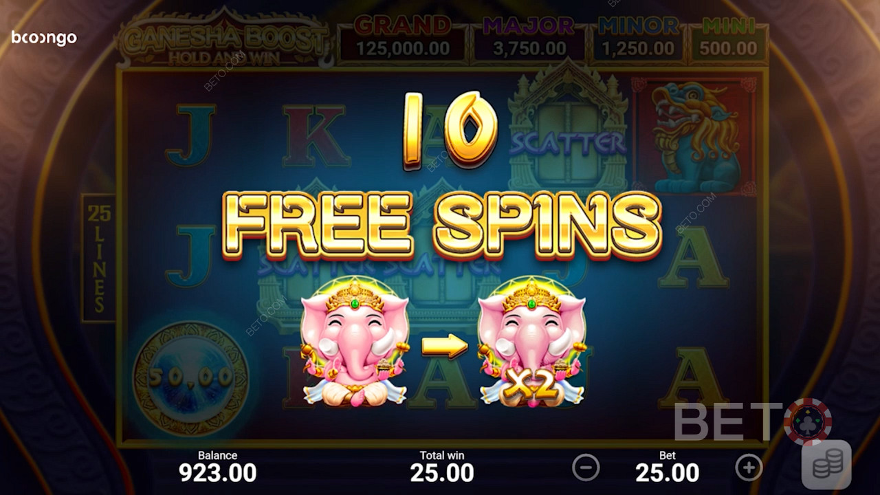 Ganesha Boost Hold and Win স্লটে ল্যান্ড 3 স্ক্যাটার এবং 10 ফ্রি স্পিন ট্রিগার করুন