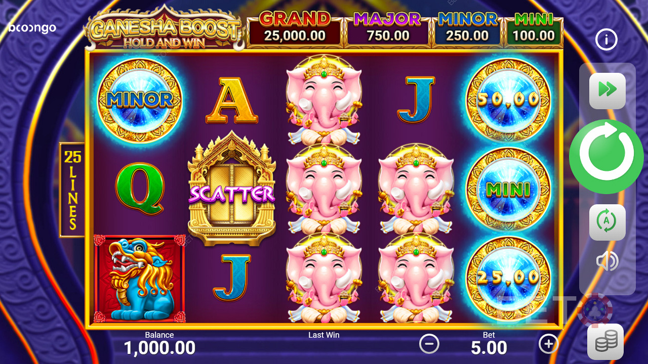 Ganesha Boost Hold and Win স্লটে বোনাস গেমে ল্যান্ড করে জ্যাকপটগুলি উপভোগ করুন