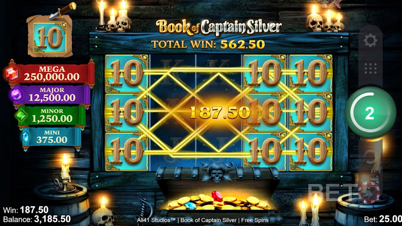 Book of Captain Silver 10টি ভিন্ন পেলাইন