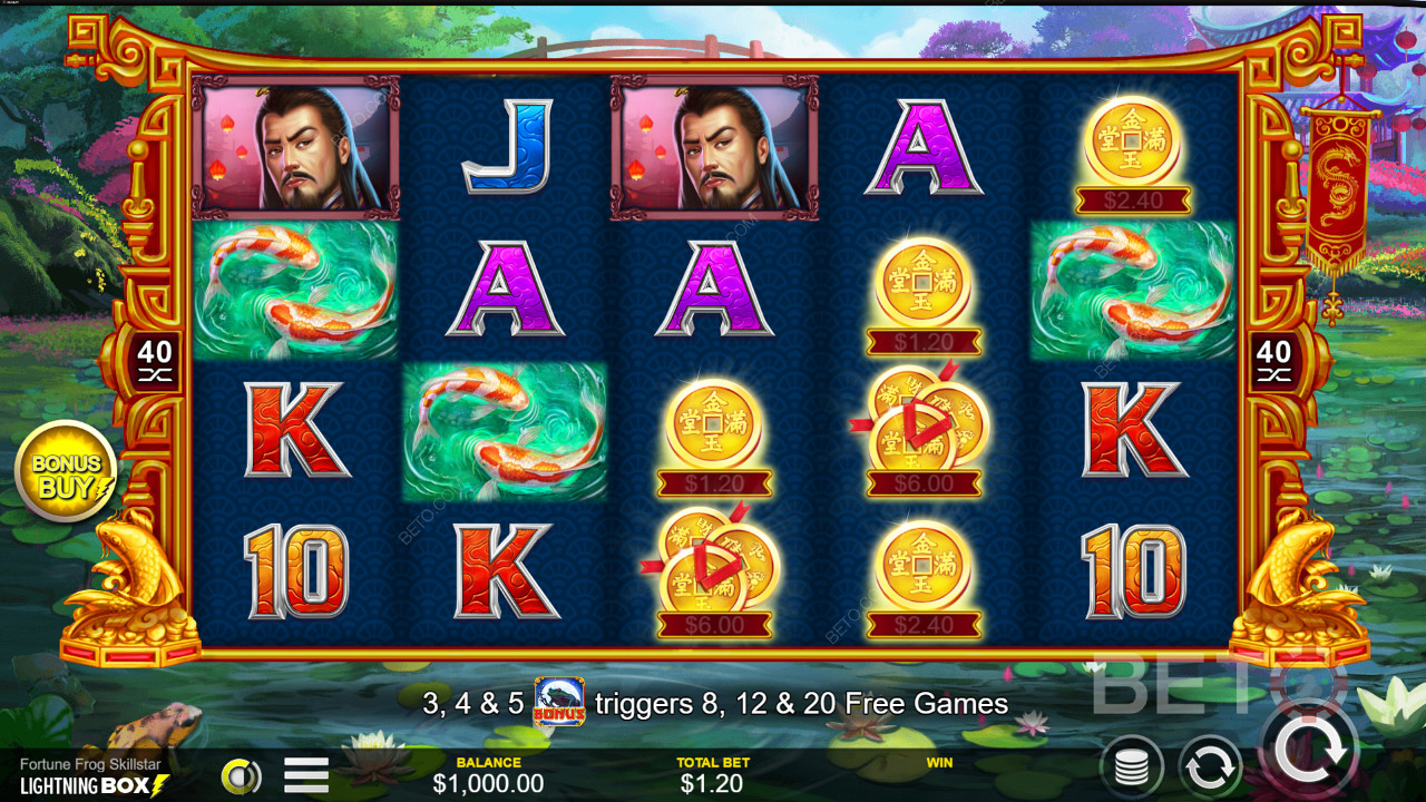 Lightning Box থেকে Fortune Frog Skillstar স্লটে 5x4 প্লেয়িং গ্রিড