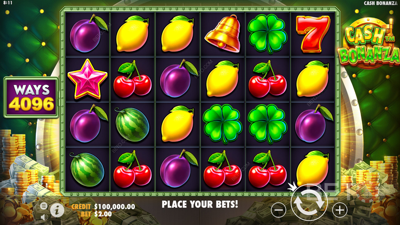 Cash Bonanza গ্রিড এর আকার পরিবর্তন করে