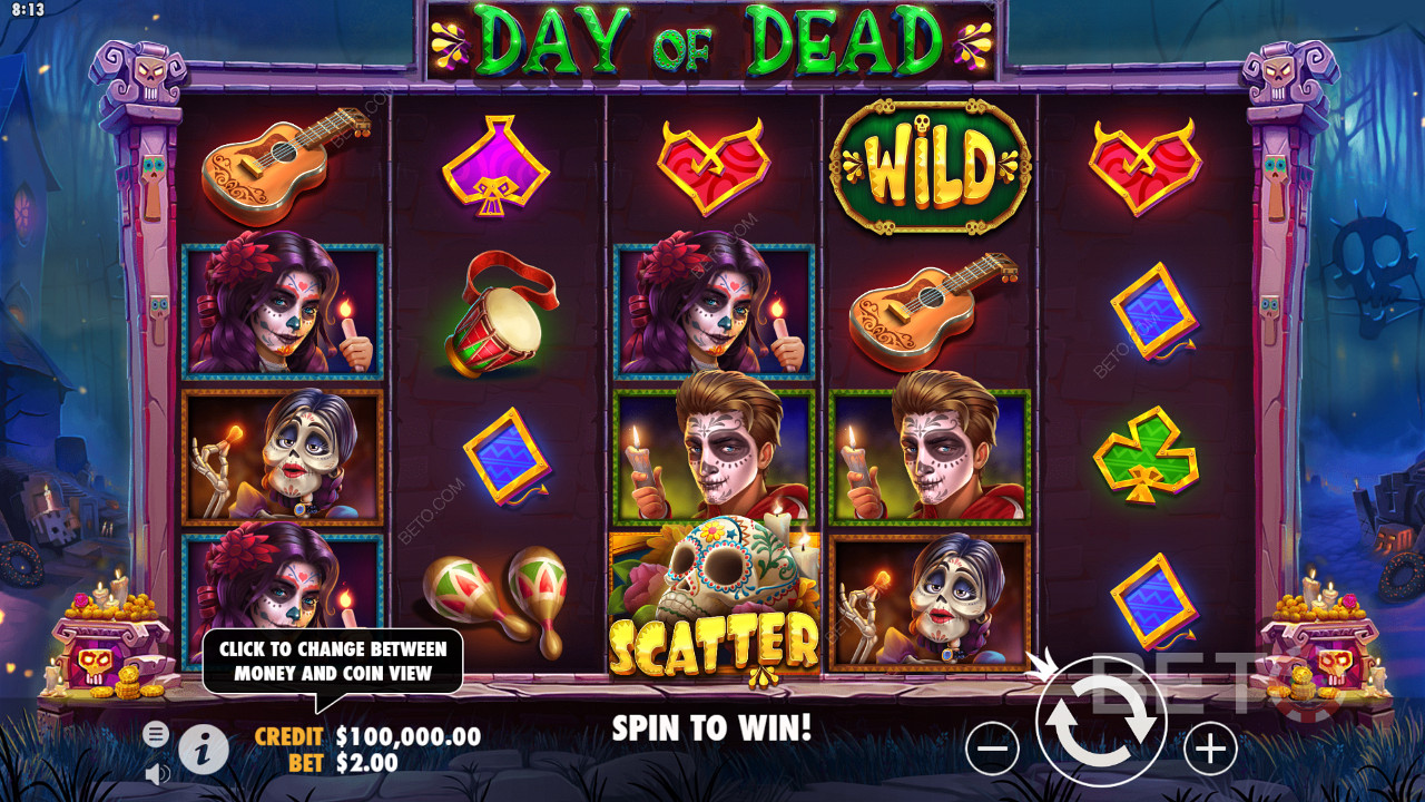 Day of Dead স্লট মেশিনে ভুতুড়ে থিম উপভোগ করুন