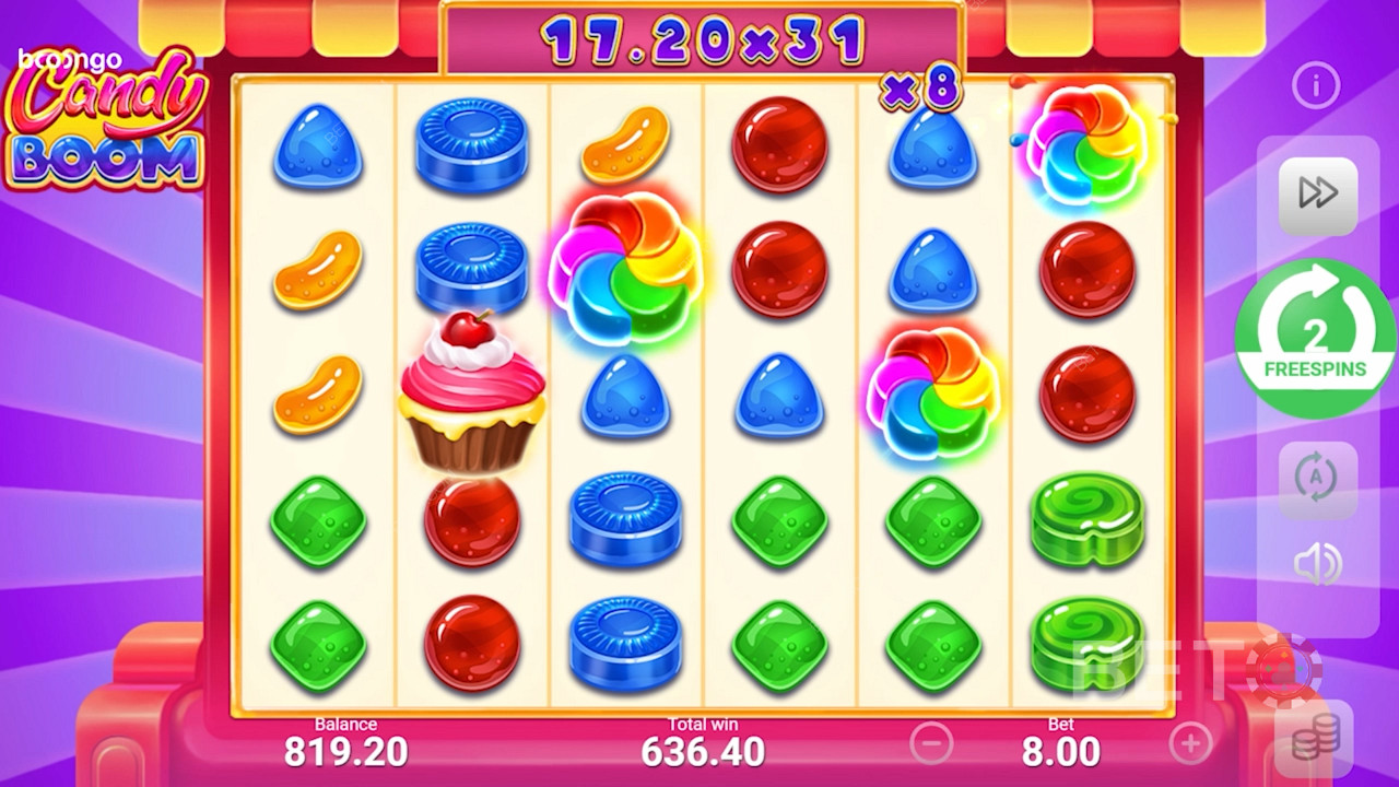 Candy Boom ক্লাস্টার জয়ের জন্য প্রশস্ত গ্রিড