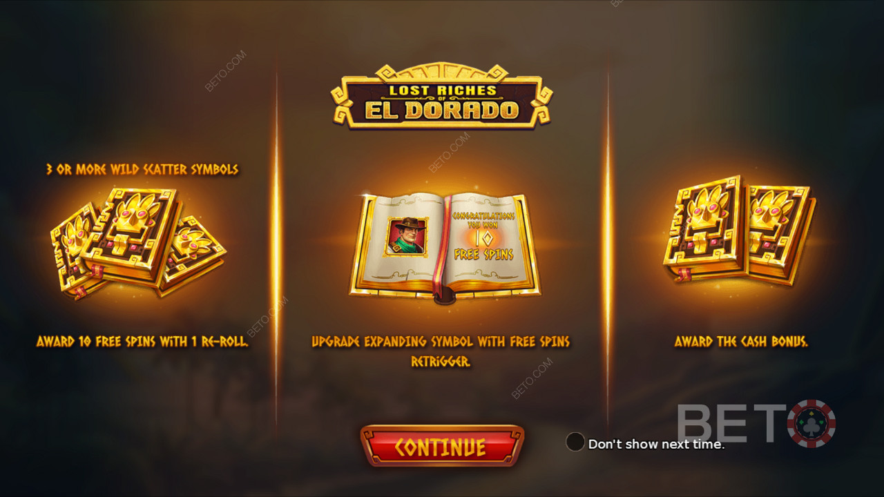 Lost Riches of El Dorado ইনট্রো স্ক্রিন কিছু তথ্য দিচ্ছে